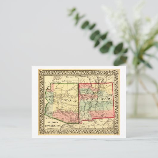 アリゾナとニューメキシコパノラママップ ポストカード (スタンド正面)