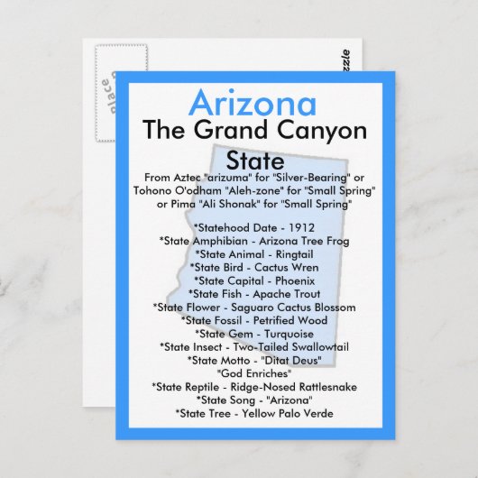 アリゾナについて ポストカード (正面/裏面)