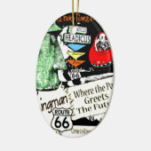 アリゾナのおもしろい時間の50年代のスタイルのエイリアンUFOのルート66 セラミックオーナメント (左)