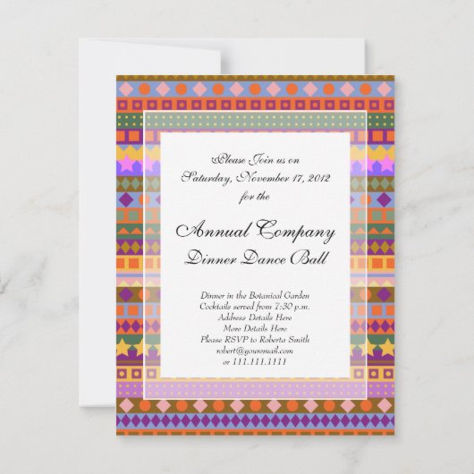 アリゾナのアステカな砂漠は南西ジグザグ形を着色します 招待状 (裏面)