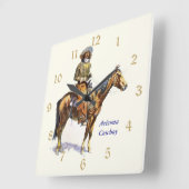 アリゾナのカウボーイのRemingtonのファインアート スクエア壁時計 (傾斜)