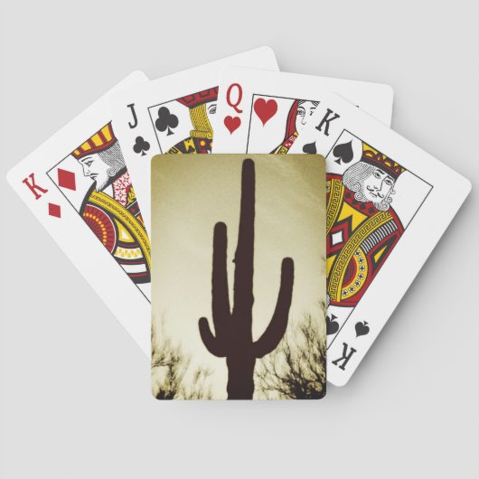 アリゾナのサグアロのサボテンのシルエットの自転車の遊ぶこと トランプ (裏面)