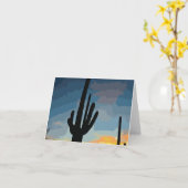 アリゾナのサグアロのサボテンの南西日没 カード (黄色い花)