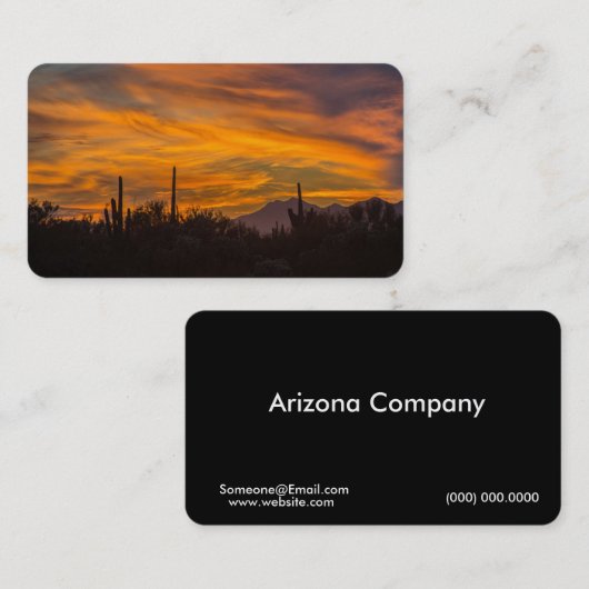 アリゾナのサグアロのサボテンの日没 名刺 (正面/裏面)
