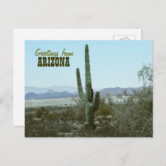 アリゾナのサボテン旅行郵便はがきからの挨拶 ポストカード (正面/裏面)