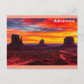 アリゾナのモニュメントバレーサンセットフォト ポストカード (正面)