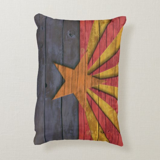 アリゾナの動揺してな木製のデザインのヴィンテージの旗 アクセントクッション (裏面(縦))