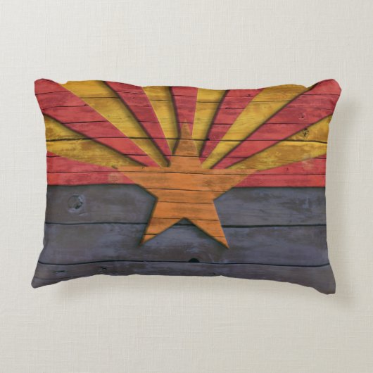 アリゾナの動揺してな木製のデザインのヴィンテージの旗 アクセントクッション (裏面)