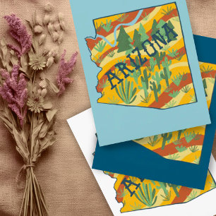 アリゾナの図解入りの、写真付きの地図 ポストカード