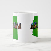 アリゾナの地図と写真文字 ジャンボコーヒーマグカップ (正面)