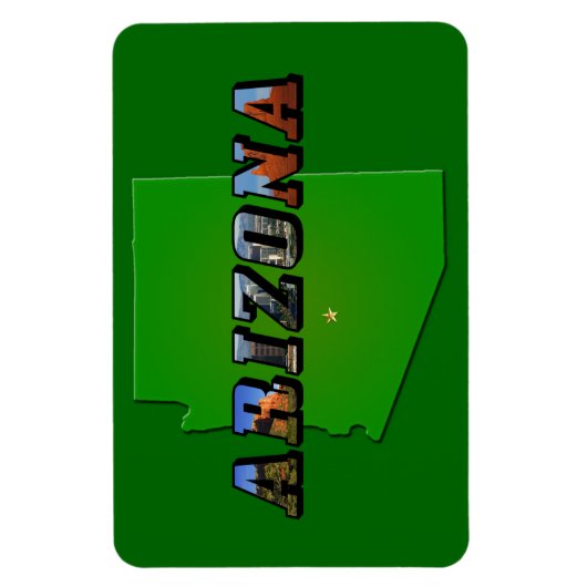 アリゾナの地図と写真文字 マグネット (縦)