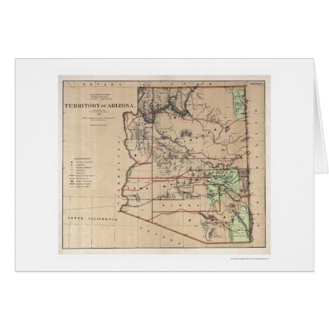 アリゾナの地図1876年の領域 (正面横)