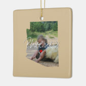 アリゾナの州写真の挿入と町名 セラミックオーナメント (左)