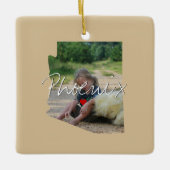 アリゾナの州写真の挿入と町名 セラミックオーナメント (正面)