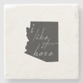 アリゾナの形が好きで、ここの黒い黒い黒い黒板が好き ストーンコースター (正面)