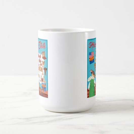 アリゾナの漫画の地図 コーヒーマグカップ (中央)