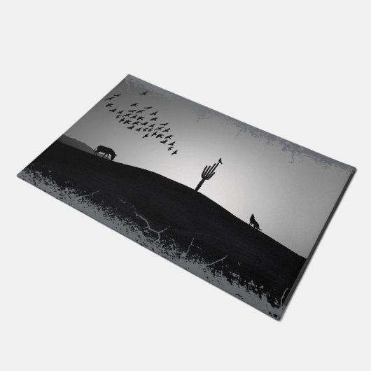 アリゾナの白黒の砂漠の動物 ドアマット (アングル)