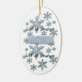 アリゾナの聖降誕祭の飾りに雪をかける セラミックオーナメント (左)