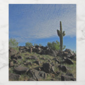 アリゾナの背の高いSaguaro Cactus砂漠の植物の写真 ワインラベル (シングルラベル)