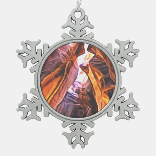 アリゾナの華麗なアンテロープ威厳のある渓谷 スノーフレークピューターオーナメント (正面)
