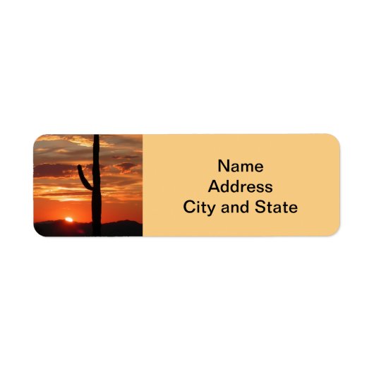 アリゾナの風景の夕日 ラベル (正面)
