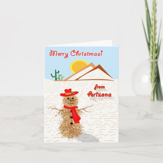 アリゾナのTumbleweedの雪だるまのクリスマス シーズンカード (正面)