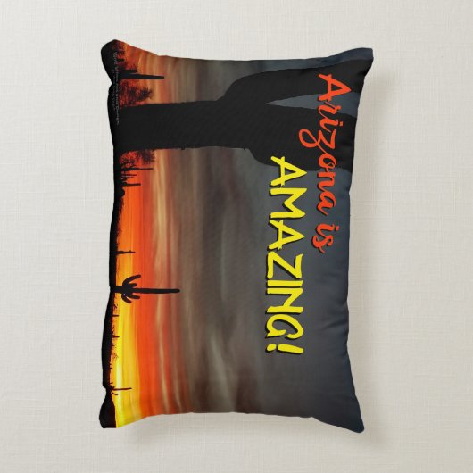 「アリゾナはすごい！」 サンセットソノラン砂漠サボテン アクセントクッション (裏面(縦))