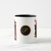 アリゾナはすばらしい日没のサボテンAZの地図の輪郭です マグカップ (中央)