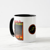 アリゾナはすばらしい日没のサボテンAZの地図の輪郭です マグカップ (正面左)