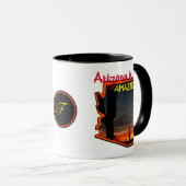 アリゾナはすばらしい日没のサボテンAZの地図の輪郭です マグカップ (正面右)