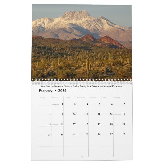 アリゾナは素晴らしいPart2風景写真 カレンダー (2月 2026)