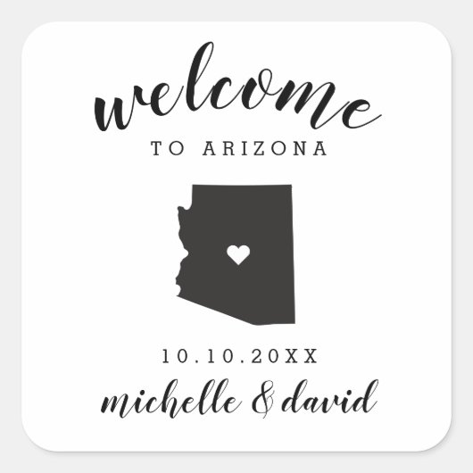 アリゾナへようこそ |結婚のカスタム好意 スクエアシール (正面)