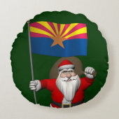 アリゾナへ行く途中でサンタクロースが幸せ ラウンドクッション (正面)