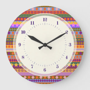 アリゾナアステカ砂漠の色の南西ジグザグザグ ラージ壁時計