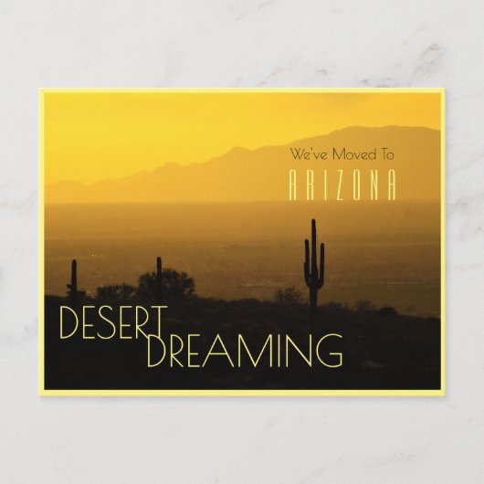 アリゾナイエローサンセットサグアロカクタスに引っ越す 案内ポストカード (正面)
