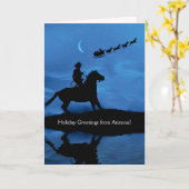 アリゾナカウボーイと馬のクリスマス カード (黄色い花)