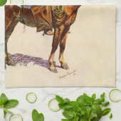 アリゾナカウボーイバイレミントン、ヴィンテージ西部 キッチンタオル (折り畳み)