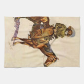 アリゾナカウボーイバイレミントン、ヴィンテージ西部 キッチンタオル (横)