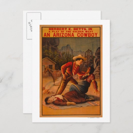 アリゾナカウボーイ – カウボーイとインディアン戦 ポストカード (正面/裏面)