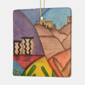 アリゾナカラフルデザートクリスマスフォークアート セラミックオーナメント (左)