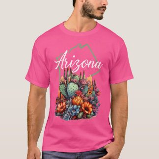 アリゾナクールー咲く花サボテン野外ヒキン Tシャツ