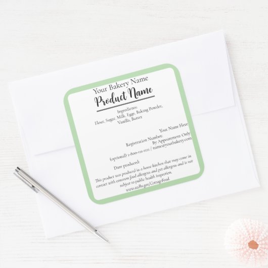 アリゾナコテージフードビジネスグリーンベーキングラベル スクエアシール (封筒)