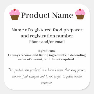 アリゾナコテージ法フードラベルベーカリーのホームベース スクエアシール