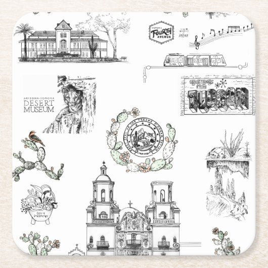 アリゾナコースターのランドマーク スクエアペーパーコースター (正面)