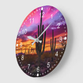 アリゾナサグアーロサボスサウスサンセット ラージ壁時計 (傾斜)