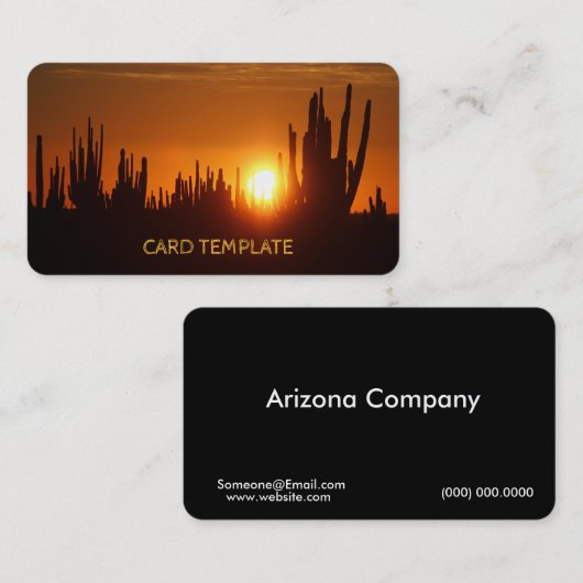 アリゾナサグアーロサボスサンセットビジネスカード 名刺 (正面/裏面)