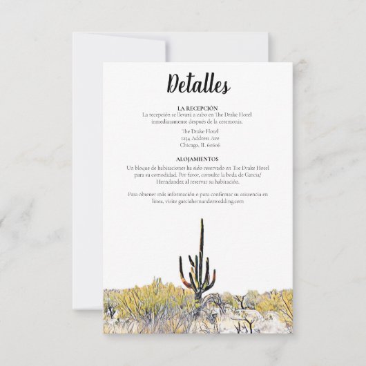 アリゾナサグアーロサボススペインのデタレスカード 招待状 (正面)