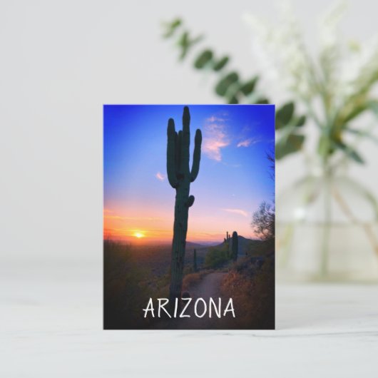 アリゾナサグアーロサボツサンセットサミナートトラベル ポストカード (スタンド正面)