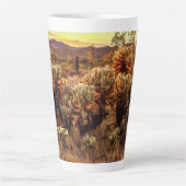 アリゾナサンセットウォームカラーサボテンの写真 カフェラテマグ (正面)