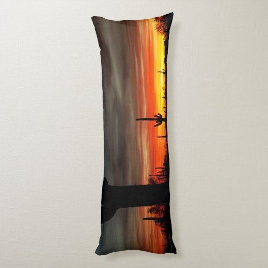 アリゾナサンセットソノラン砂漠とサグアーロサボス ボディピロー (裏面 (縦))